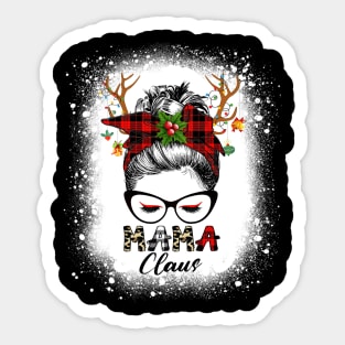 Mama Claus Reindeer Messy Bun Christmas Bleached Sticker